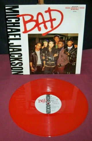 Michael Jackson Bad,  12 " Limited Edition 5 Track Red Coloured Vinyl Epic 1987 Uk