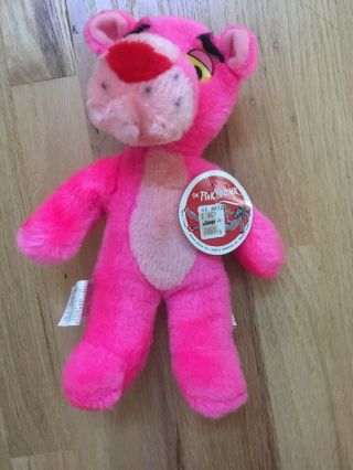 Vintage 1980 Pink Panther 11 " Plush Stuffed Animal Tag Mighty Star