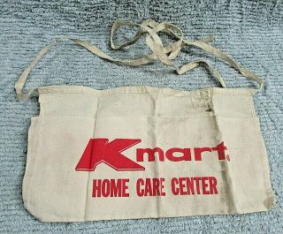 Kmart Home Care Center Vintage Red White Cotton Canvas Carpenter 