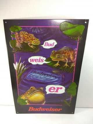 Vintage Budweiser Frog " Bud.  Weis.  Er " Sign 1996.  Budweiser Frog Ad