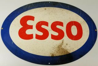 Esso Red White Blue Patriotic Colors Oval Logo Heavy Duty Metal Adv Gas Oil Sign