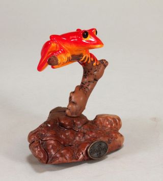 Red Tree Frog Sculpture Direct From John Perry 5in Tall Figurine Signed