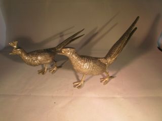 Metal Silver Finish Pheasant Figurines Home Decor From England