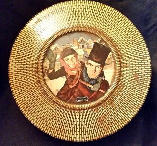 Tiny Tim Vintage Biscuit Tin D.  Crockwell Basket Weave Cookie Fruitcake Container