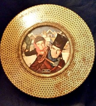 Tiny Tim Vintage Biscuit Tin D.  Crockwell Basket Weave Cookie Fruitcake Container 4