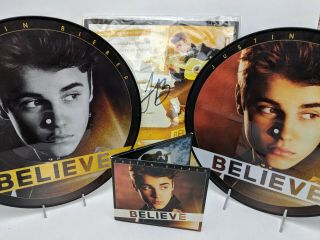 Justin Bieber Believe Hand Signed Lyric Limited Edition Tour Double Vinyl Record