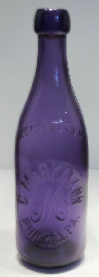 C1900 Purple - Amethyst Blob Beer Bottle - G.  Markmann Philadelphia