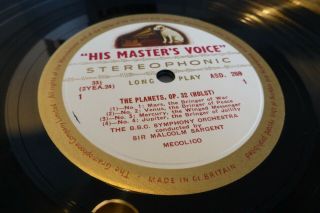 Holst The Planets Sargent BBC SO HMV G/C ED1 Stereo ASD 269 Rare UK LP 2