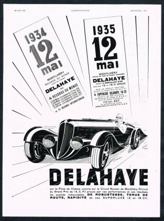 Delahaye Car Ad Automotive Garage Decor 1935 Vintage Print Ad Retro
