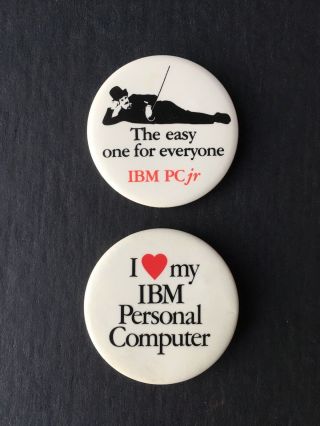 Vintage Ibm Personal Computer Pinback Buttons X2