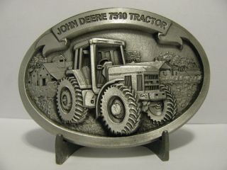 John Deere 7510 Tractor Pewter Belt Buckle 1999 Limited Ed 014/250 Waterloo Ia