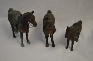 (3) Vintage Metal Horse Figurines - Made In Usa