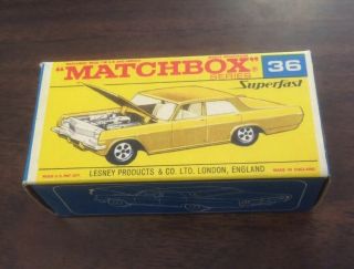 Matchbox Lesney 36c Opel Diplomat Fast Bronze Empty Box Only
