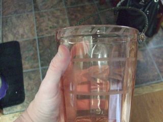 Rose Glass Ice Bucket With Handle