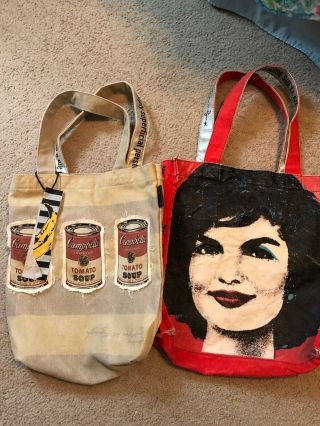 Andy Worhol Loop Campbells Tomato Soup And Jackie Kennedy Bags