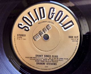 Shakin’ Stevens SHAKY SINGS ELVIS PRESLEY 7” Vinyl EP SOLID GOLD LABEL 1981 Rare 4
