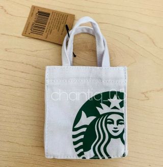 2019 Starbucks White Mini Canvas Tote Bag,  Gift Card Holder Bag