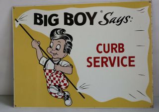 1950s Frischs Big Boy Hamburger " Curb Service " Carhop Drive In Sign