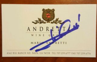 Mario Andretti Wine Group Signed Business Card