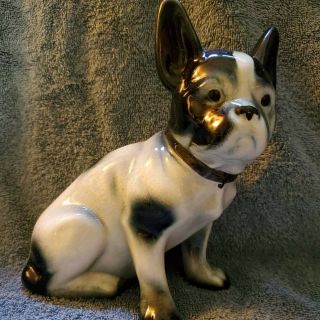 Vintage Ceramic Sitting French Bulldog Figurine Mid Century Frenchie Bulldog