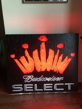 Large Neon Budweiser Select Bar Sign Pub Advertising Sign Lighted Crown
