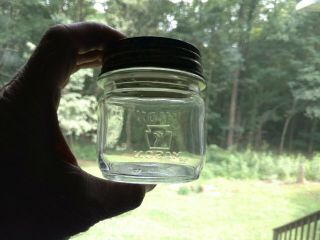 Vintage K in Keystone Clear Knox Mason 1/2 half pint jar & Tin lid 3