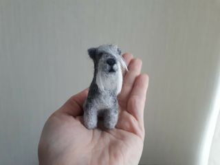 Schnauzer Felted Miniature Realistic Dog Handmade Ooak.  Made To Order