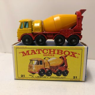 Vintage Lesney Matchbox Foden Concrete Truck No.  21 W/original Box