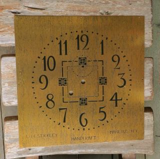L & J G STICKLEY Large Brass Clock Face Handcraft York Arts & Crafts 3
