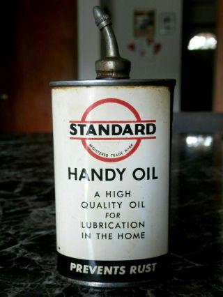 Early Near Rare Standard Oil Canada Handy Oiler Tin Can Lead Top Spout 3oz