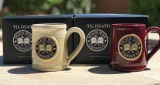 (2) His & Her Death Wish Coffee Ceramic Mugs " Till Death Do Us Part " Ltd.  Ed.