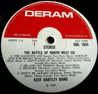 KEEF HARTLEY BAND THE BATTLE OF NORTH WEST SIX 1969 UK 1st DERAM LP 2