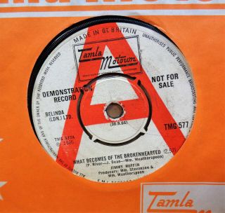 Jimmy Ruffin What Becomes Of The Brokenhearted Og Uk Motown 7 " Demo Tmg577 Clip