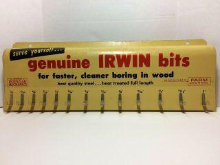 Irwin Drill Bits Advertising Sign Gas Oil Store Display Rack Vintage Rare 1950s