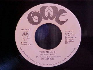 Ohio Modern Funk Soul Boogie Za - Brook Owl You Need It B/w Zam Rare & Fine Ex