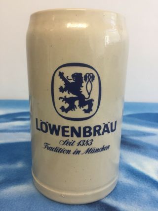 Vintage Lowenbrau German Beer One Litre Tankard Mug Drinking Large Heavy