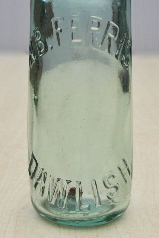 Vintage C1900s R.  B Ferris Dawlish Devon 10oz Codd Bottle - Near