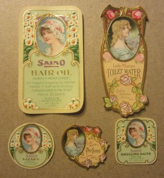 Set Of 5 Old Vintage Salko - Perfume & Beauty Labels - Sulux Perfumer St.  Louis