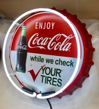 Coca Cola Coke Bottlepepsi Antique Metal Tin Neon Light Sign 13“ Cap Soda Drink