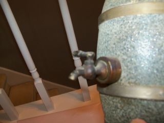 Vintage Blue Glass Whiskey Barrel Decanter Spigot and Stopper 4