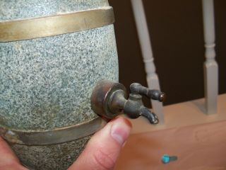 Vintage Blue Glass Whiskey Barrel Decanter Spigot and Stopper 5