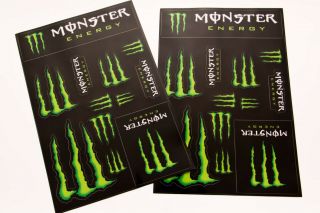 2x Monster Energy Drink Logo Sheet Of 12 Stickers Decals Glossy