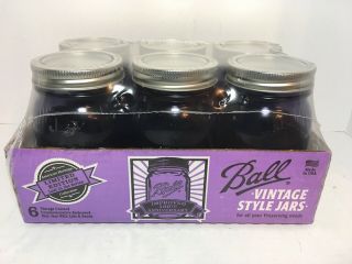 6 Purple Ball Mason Jars 100th Anniversary Vintage Style Canning Pint 16oz
