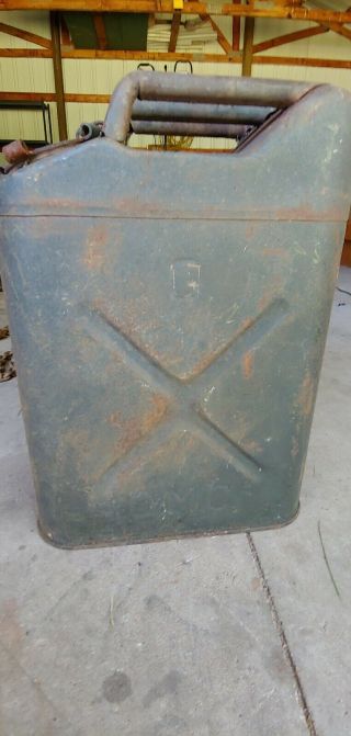 Vintage Military Jerry Can BARN FIND Blitz Fuel Gas Can Antique 20 - 5 - 45 QMC 3