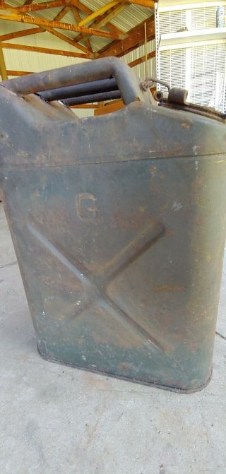 Vintage Military Jerry Can BARN FIND Blitz Fuel Gas Can Antique 20 - 5 - 45 QMC 4
