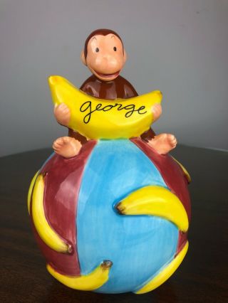Vintage (1997) Curious George Ceramic Collectible Bank W/stopper