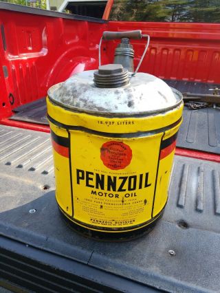 Vintage Pennzoil 5 Gallon Motor Oil Can - The Bell Logo wood handle Pennsylvania☆ 4