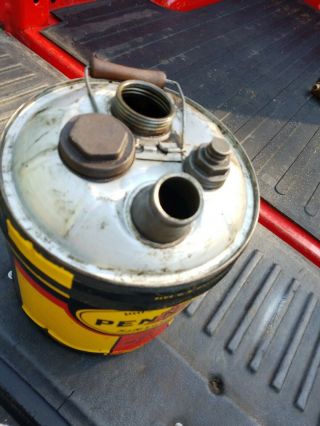 Vintage Pennzoil 5 Gallon Motor Oil Can - The Bell Logo wood handle Pennsylvania☆ 7