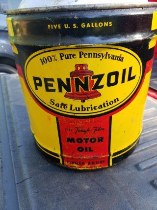 Vintage Pennzoil 5 Gallon Motor Oil Can - The Bell Logo wood handle Pennsylvania☆ 8