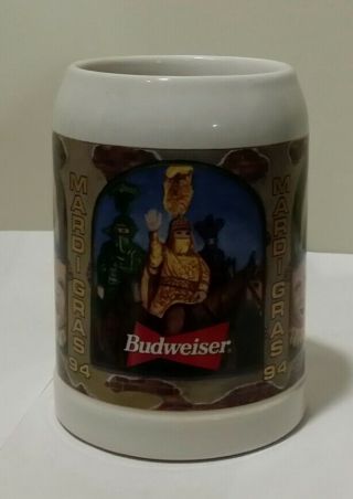 1994 Budweiser Mardi Gras Stein Limited Edition 4th In The Series